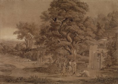 Landschap met Abraham en de Drie Engelen in de Vallei van Mambre door Joseph Anton Koch